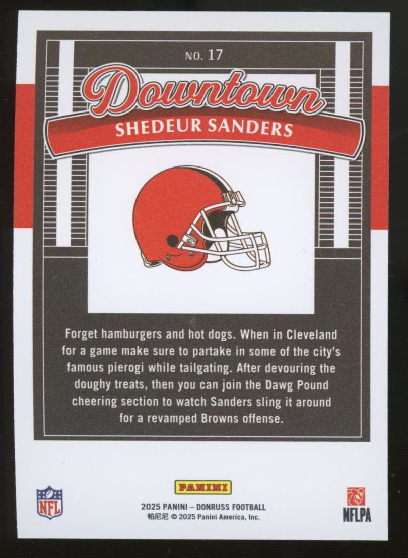 2025 Panini Donruss Shedeur Sanders RC Downtown SSP #17 "A"