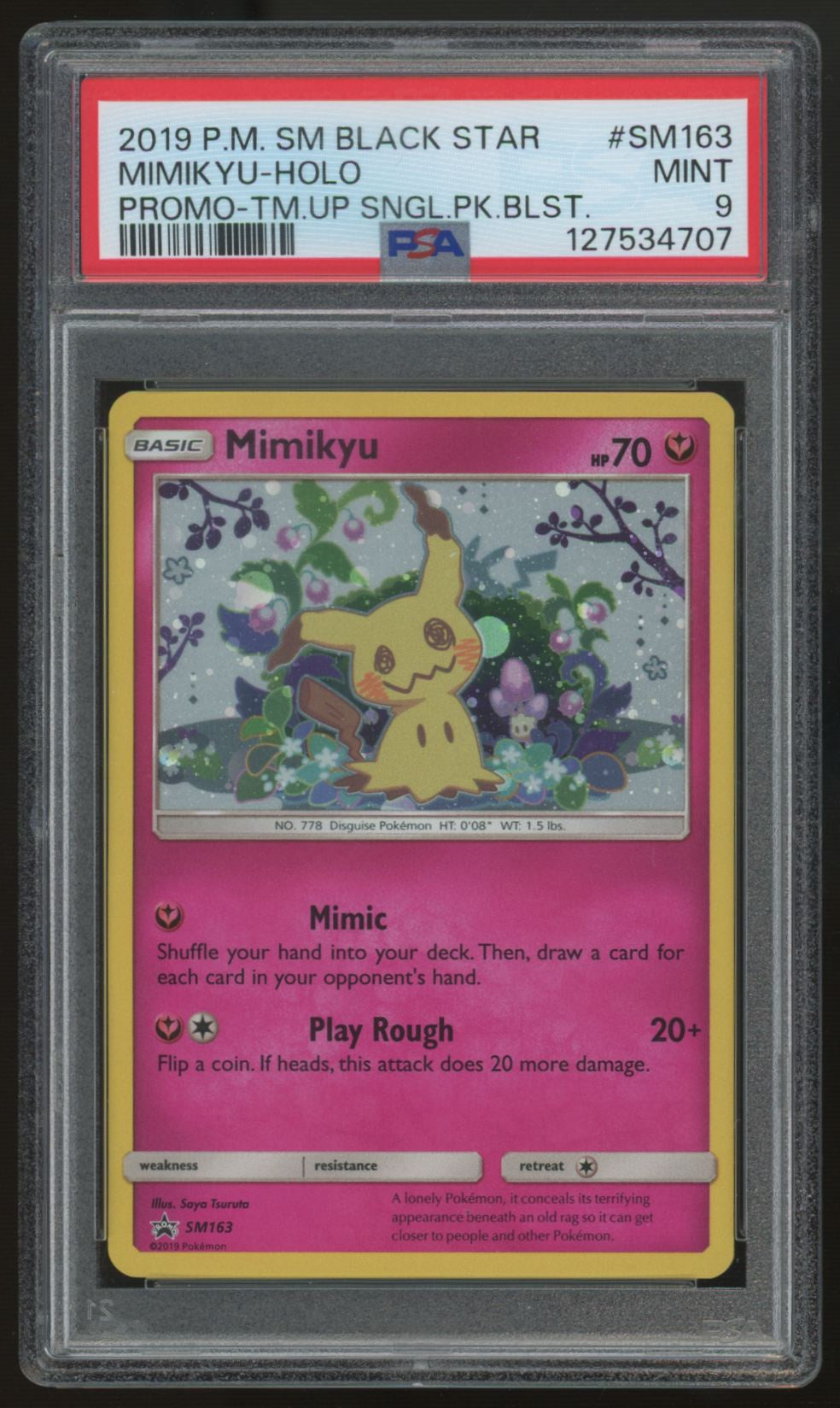 2019 Pokemon Mimikyu Team Up Promo Holo #SM163 PSA 9