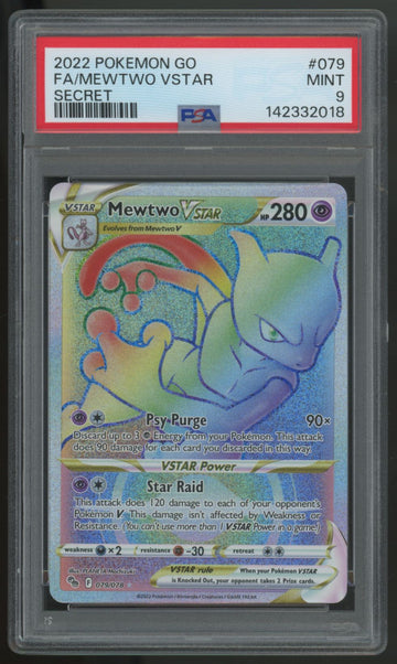 2022 Pokemon Mewtwo VSTAR GO Secret Full Art #079 PSA 9
