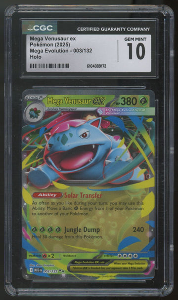 2025 Pokemon Mega Venusaur ex Evolution Holo #003 CGC 10