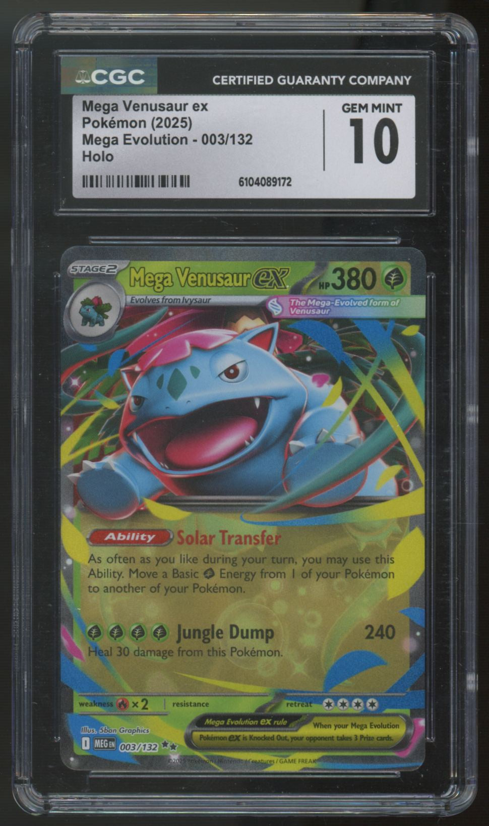 2025 Pokemon Mega Venusaur ex Evolution Holo #003 CGC 10