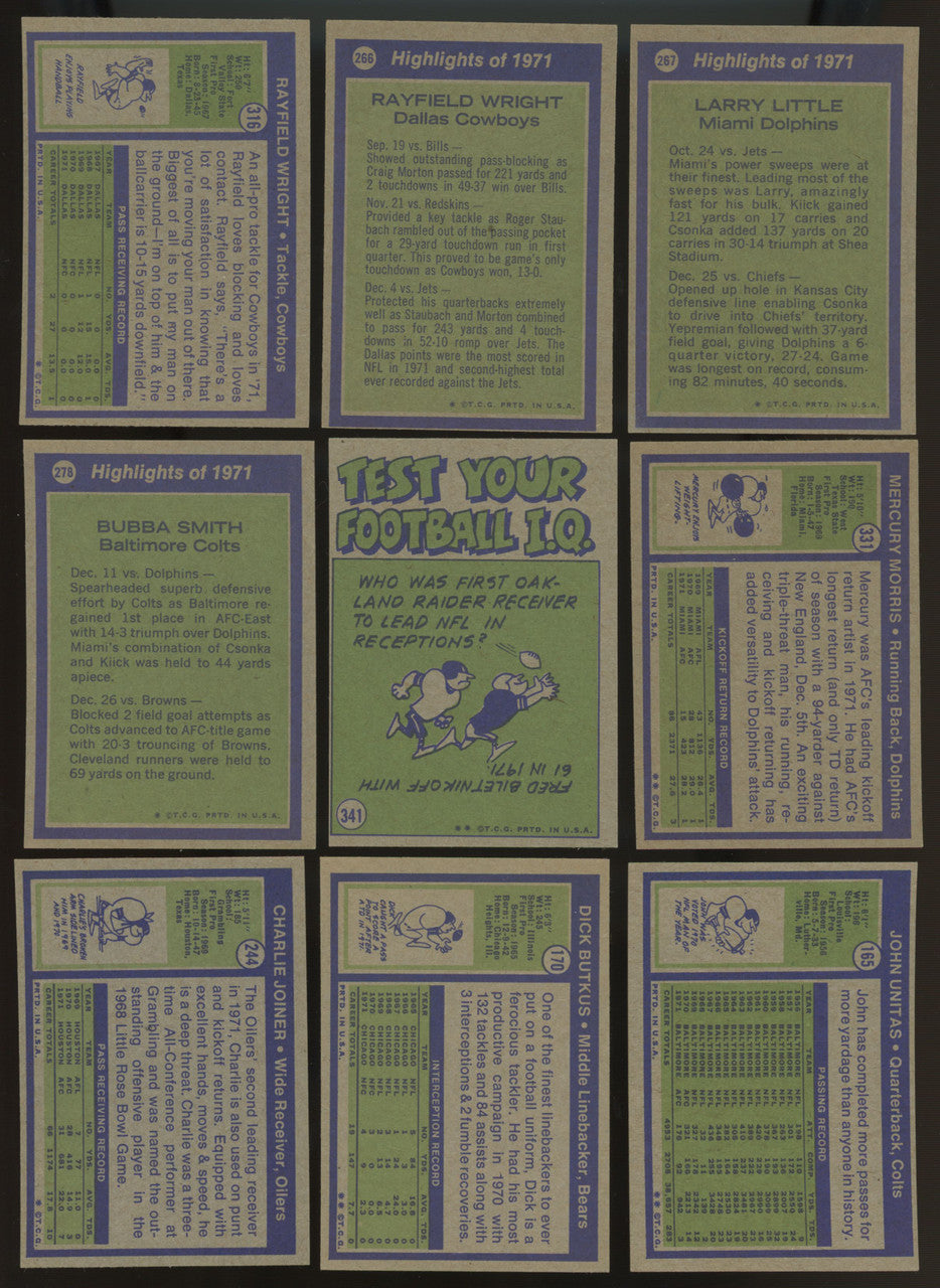 1972 Topps Football Complete Set (351) NM Staubach RC
