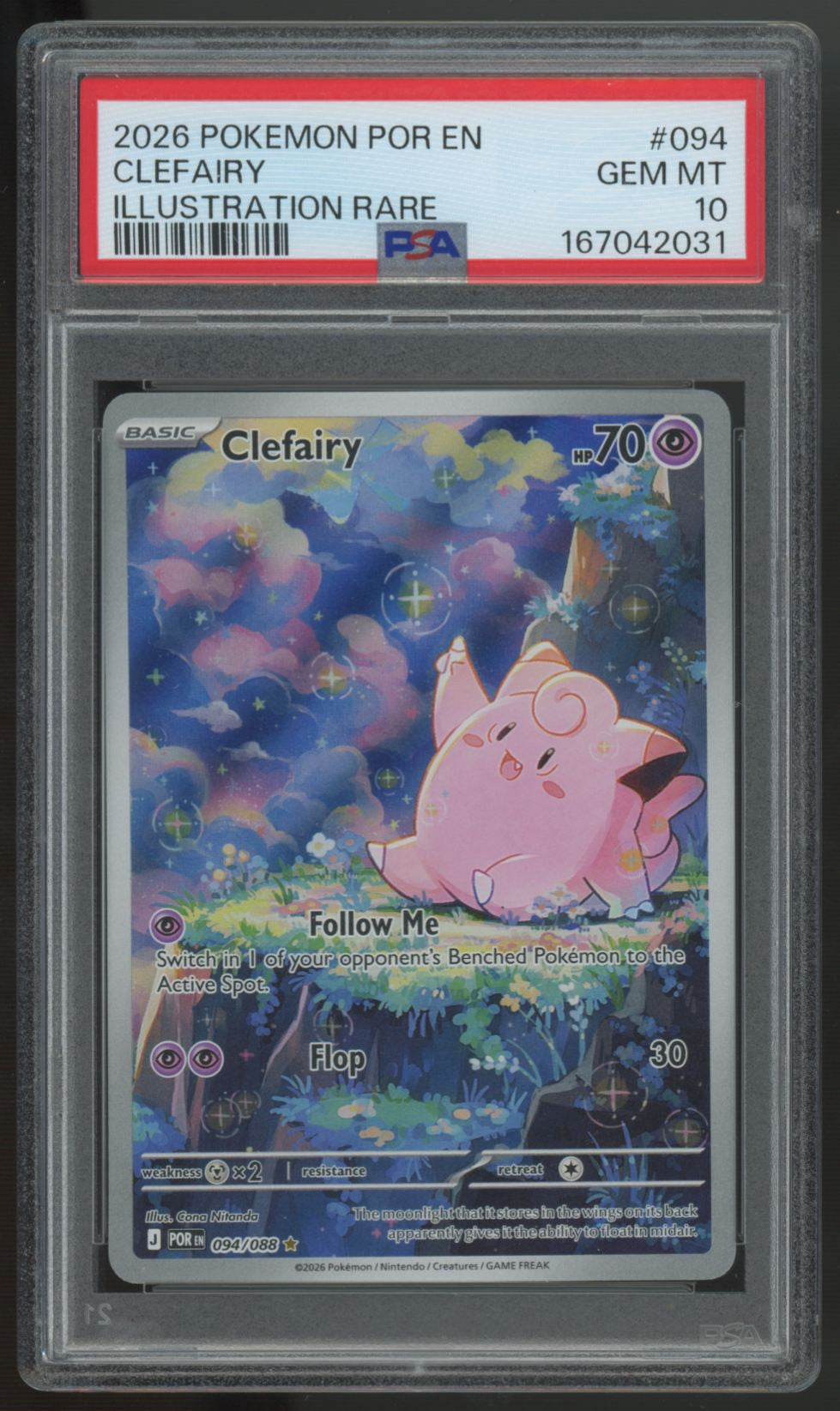2026 Pokemon Clefairy Perfect Order Illustration Rare #94 PSA 10 (B)