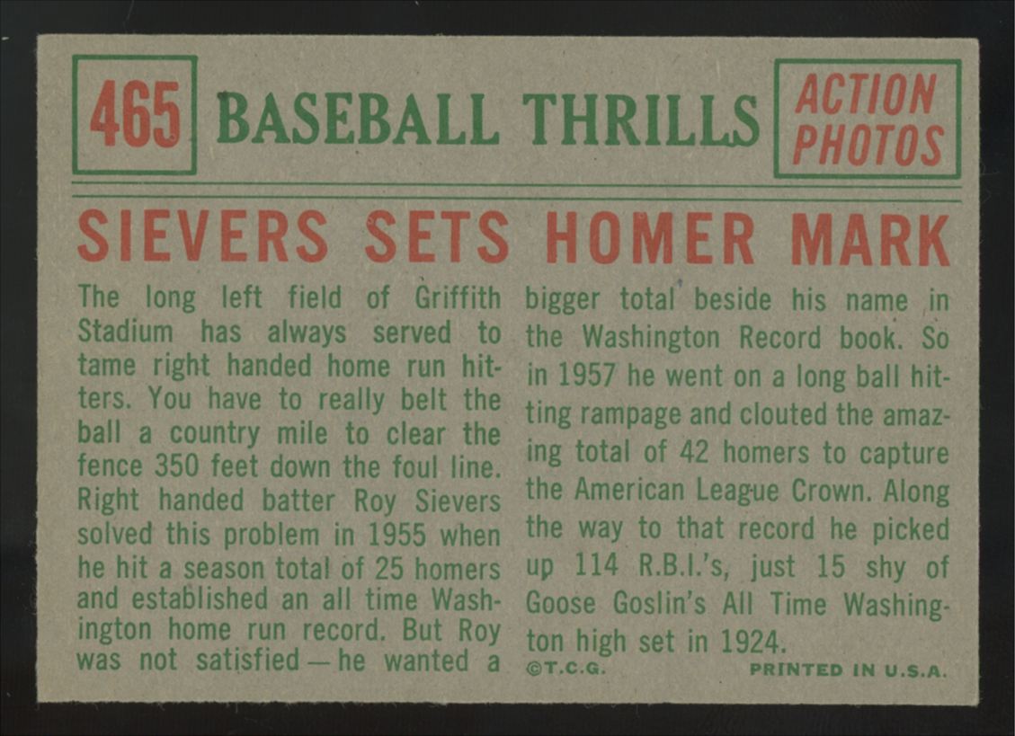 1959 Topps Baseball Thrills Set (10 cards) Mantle/Mays EX