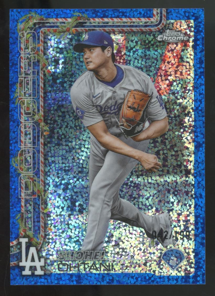 2025 Topps Holiday Shohei Ohtani Chrome Blue Sparkle /199 #HC1