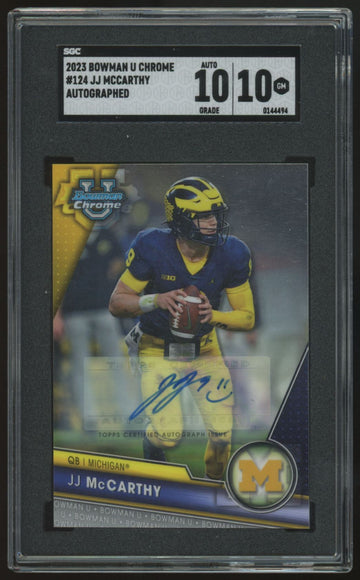 2023 Bowman Chrome University JJ McCarthy Auto #124 SGC 10 10