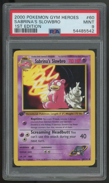 2000 Pokemon Sabrina's Slowbro Gym Heroes 1st Edition #60 PSA 9
