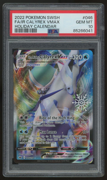2022 Pokemon Ice Rider Calyrex VMAX Holiday Calendar Full Art #046 PSA 10