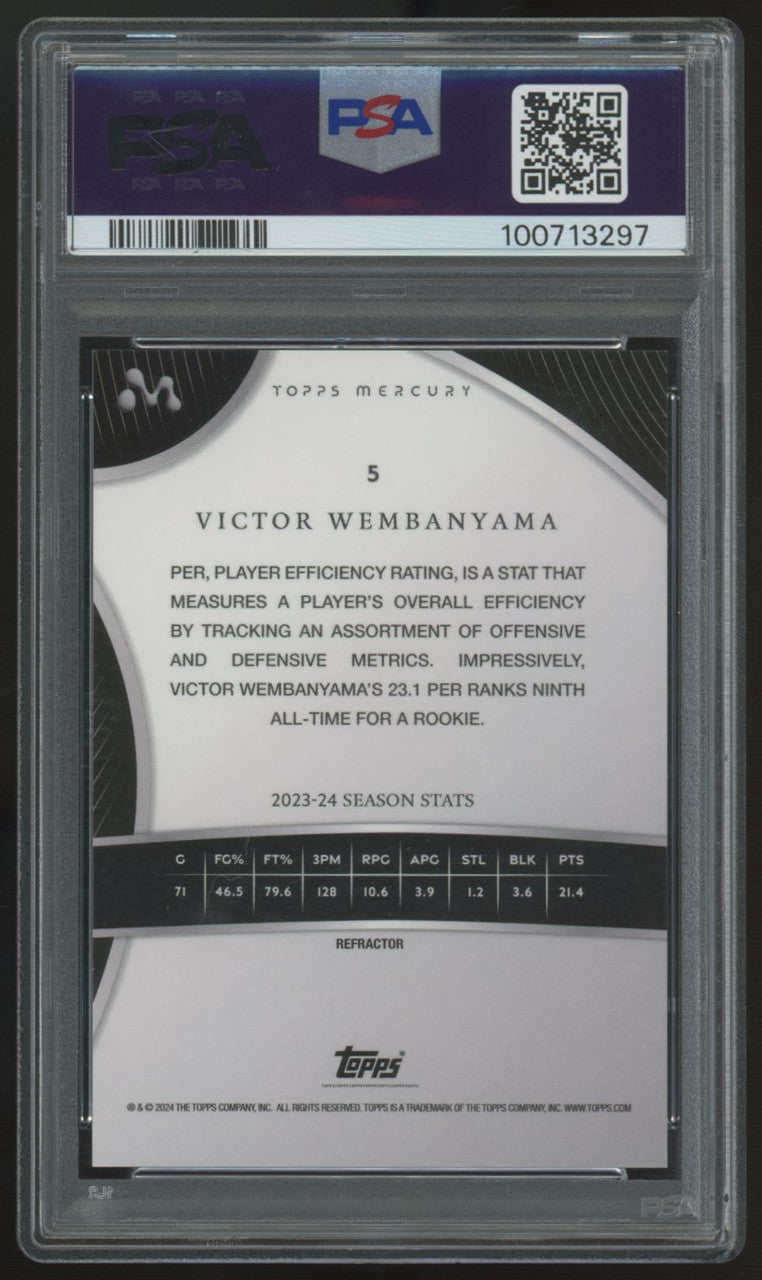 2023-24 Topps Mercury Victor Wembanyama RC Refractor /99 #5 PSA 10