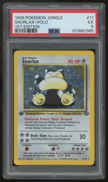 1999 Pokemon Snorlax Jungle 1st Edition Holo #11 PSA 5