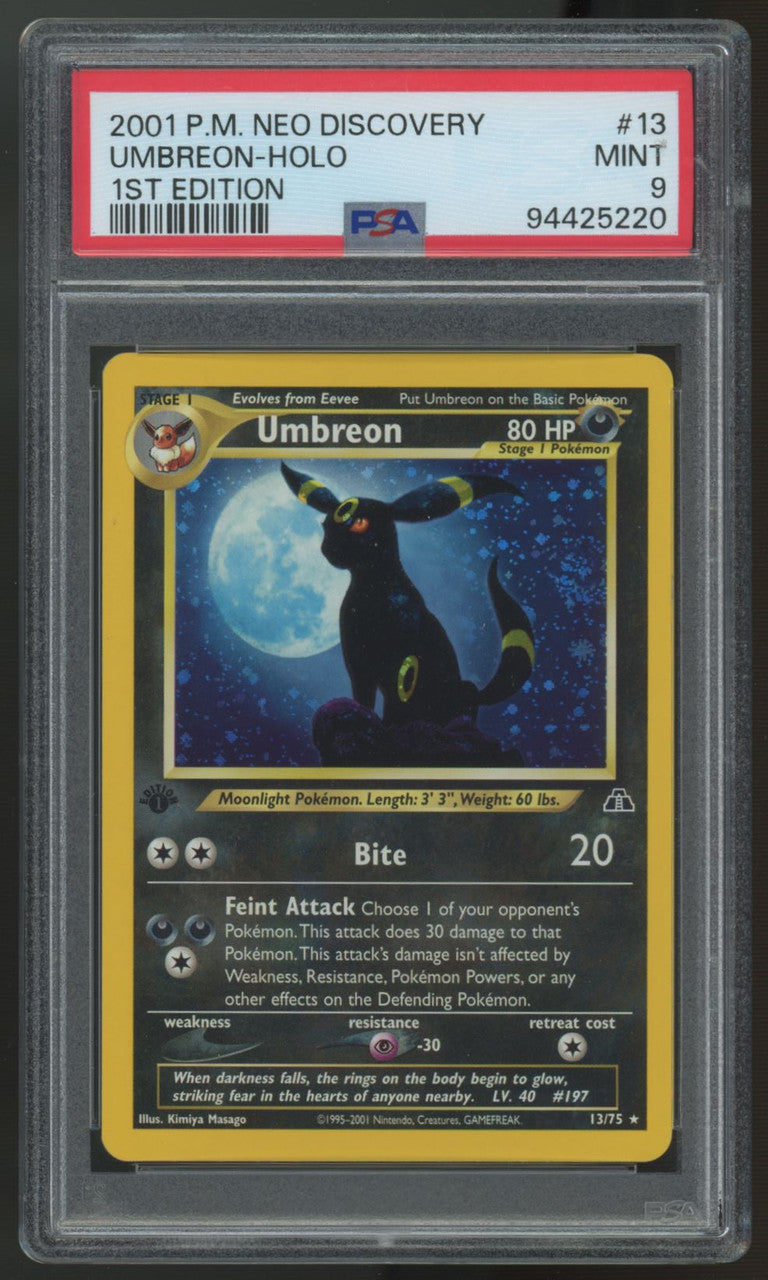 2001 Pokemon Umbreon Neo Discovery 1st Edition Holo #13 PSA 9