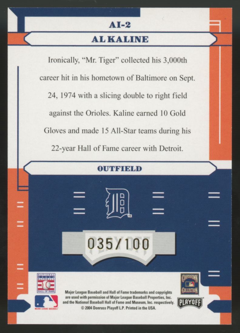 2004 Donruss Absolute Memorabilia Al Kaline Absolutely Ink Auto /100 #AI-2