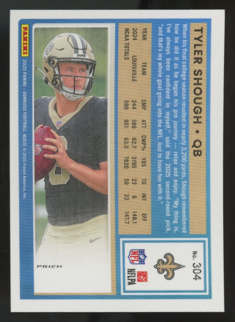 2025 Panini Donruss Optic Preview Tyler Shough RC Rated Rookie Red Pandora #304