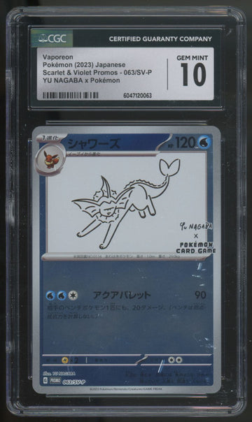 2023 Pokemon Vaporeon Yu Nagaba Japanese Reverse Holo Promo #063 CGC 10