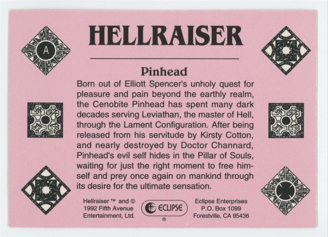 1992 Eclipse Hellraiser Pinhead Gold Hologram #A