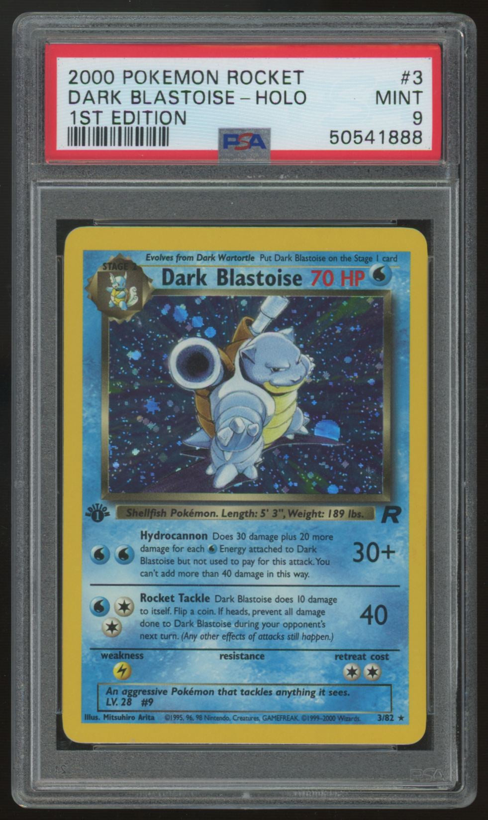 2000 Pokemon Dark Blastoise Team Rocket 1st Edition Holo #3 PSA 9