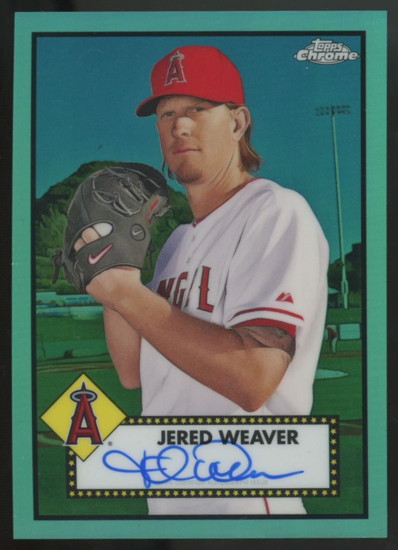 2021 Topps Chrome Platinum Jered Weaver Aqua Refractor Auto /150 #PA-JWE