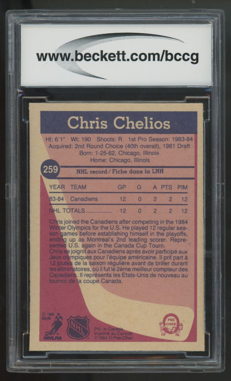 1984-85 O-Pee-Chee Chris Chelios RC #259 BCCG 9