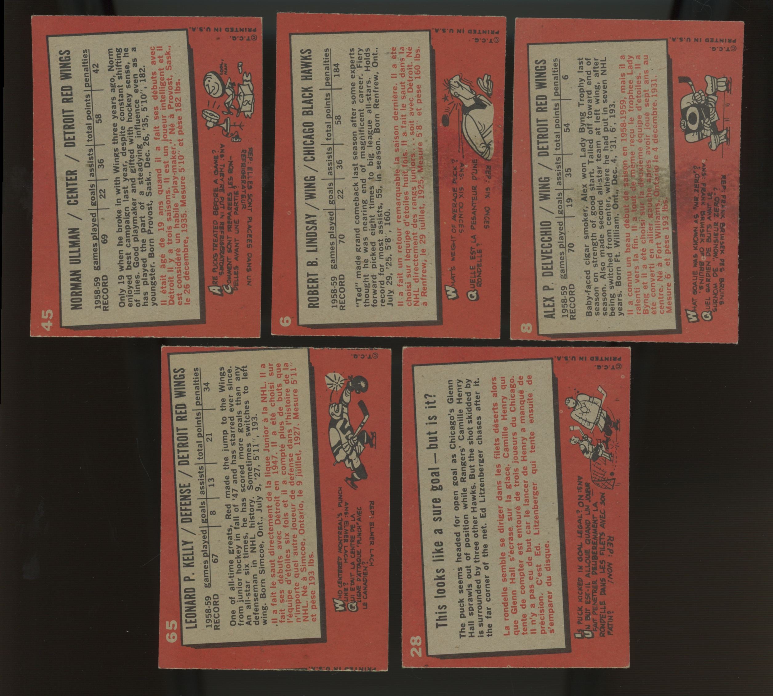 1959/60 Topps Hockey Complete Set (66) VG-EX/MT