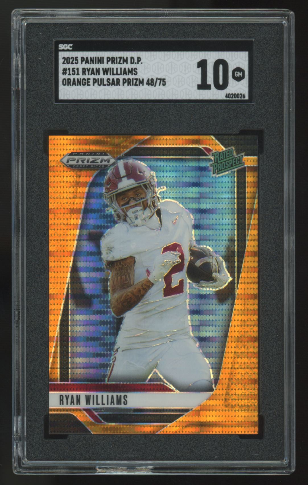 2025 Prizm Draft Ryan Williams Rated Prospect Orange Pulsar /75 #151 SGC 10