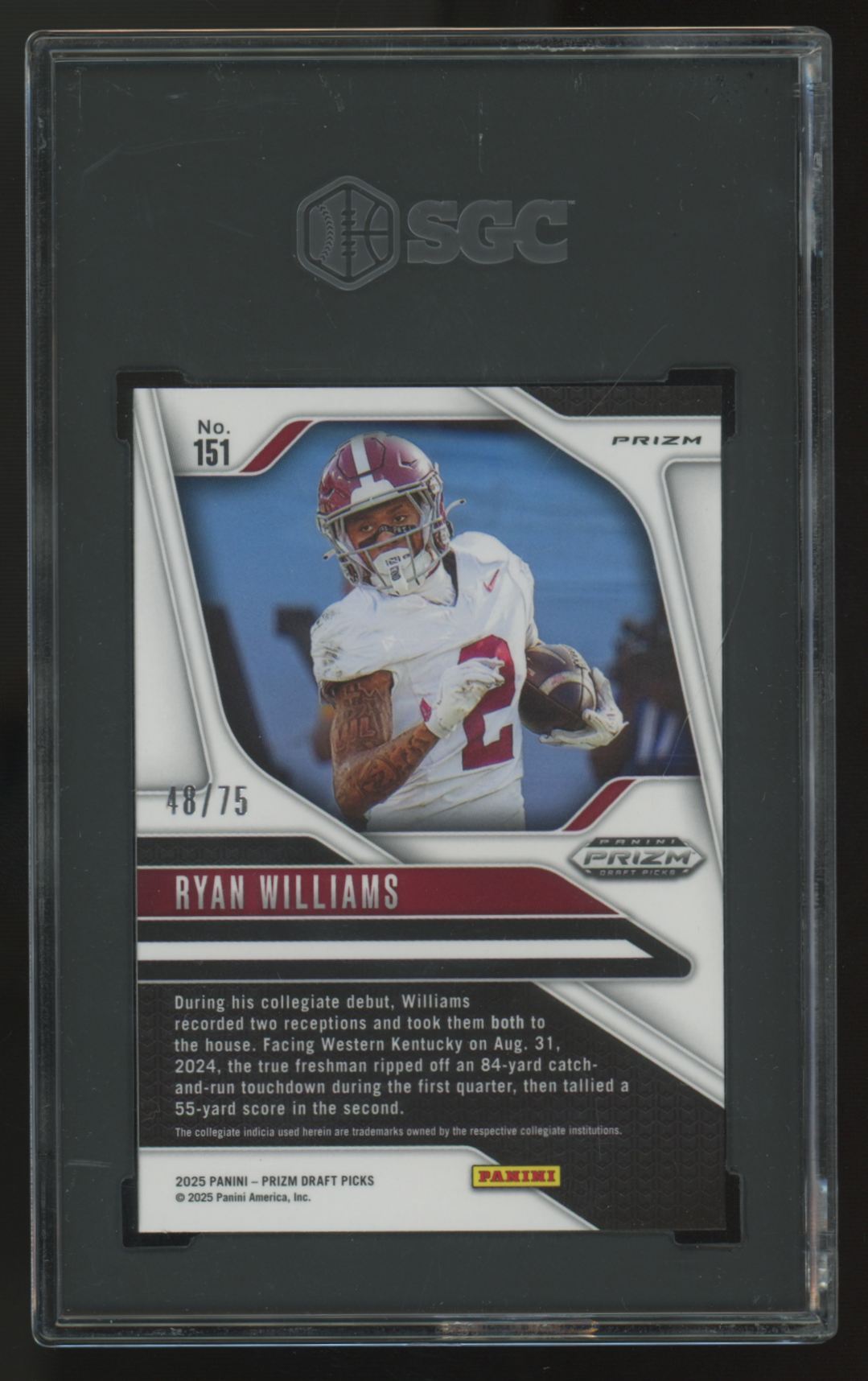 2025 Prizm Draft Ryan Williams Rated Prospect Orange Pulsar /75 #151 SGC 10