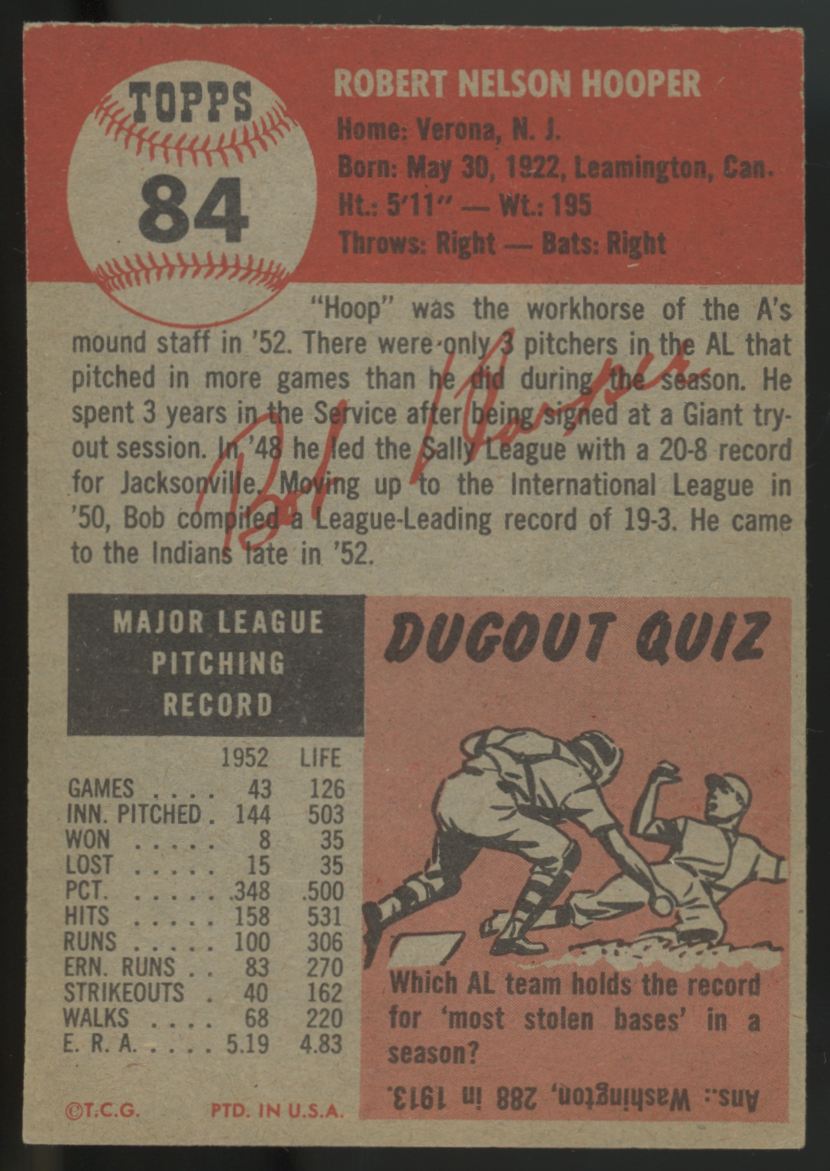 1953 Topps Bob Hooper #84 EX/MT "A"