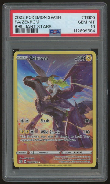 2022 Pokemon Zekrom Brilliant Stars Full Art #TG05 PSA 10