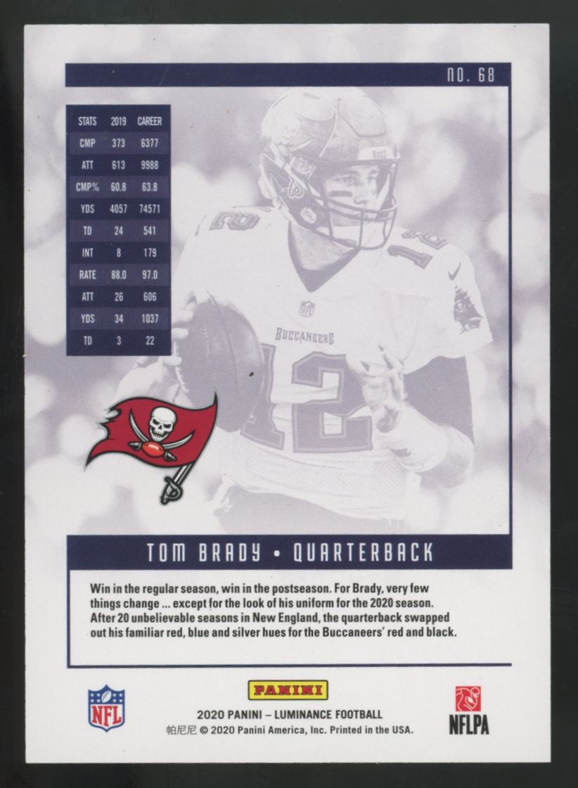 2020 Panini Luminance Tom Brady Green /75 #68