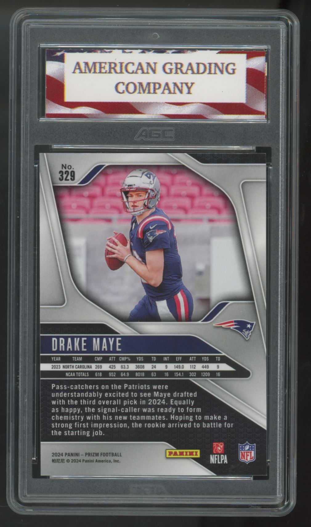 2024 Panini Prizm Drake Maye RC #329 AGC 10 *458