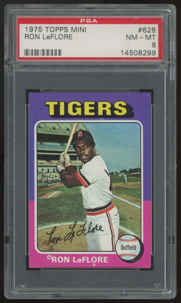 1975 Topps Mini Ron LeFlore RC #628 PSA 8