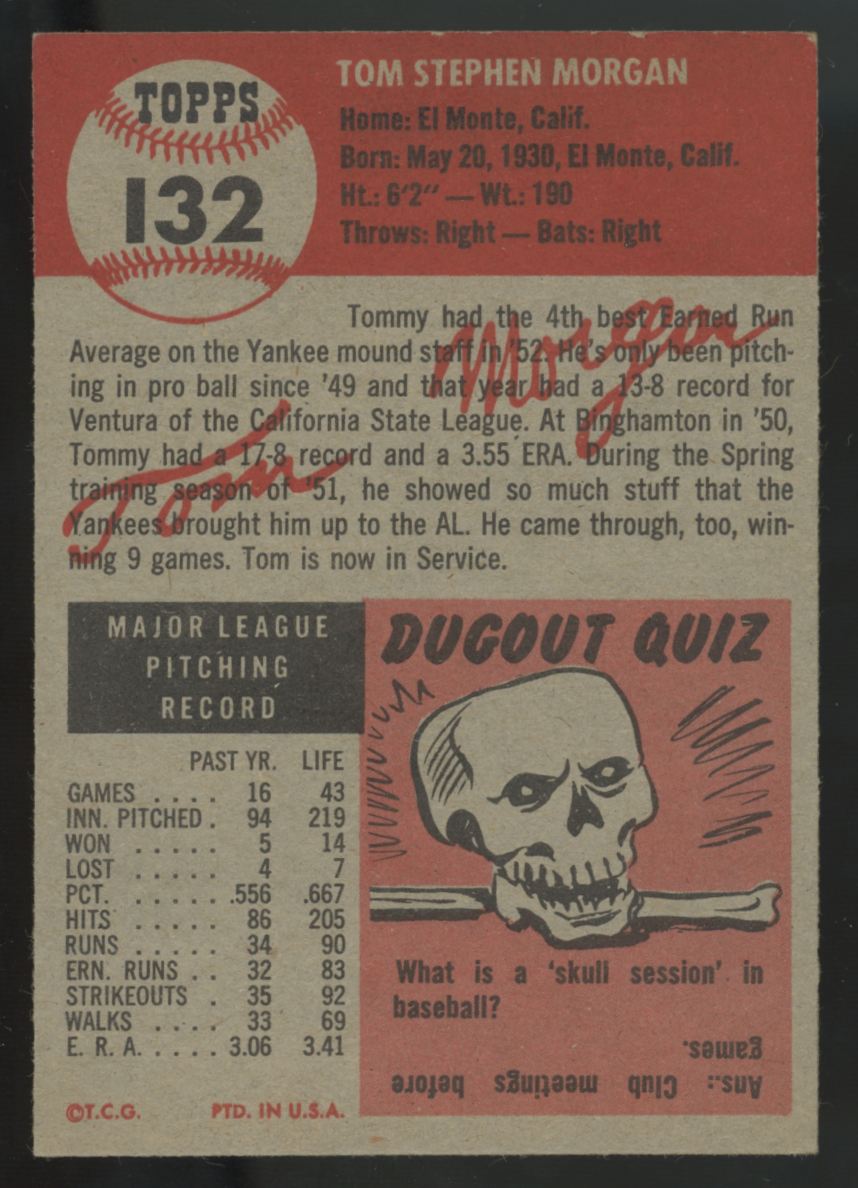 1953 Topps Tom Morgan #132 EX