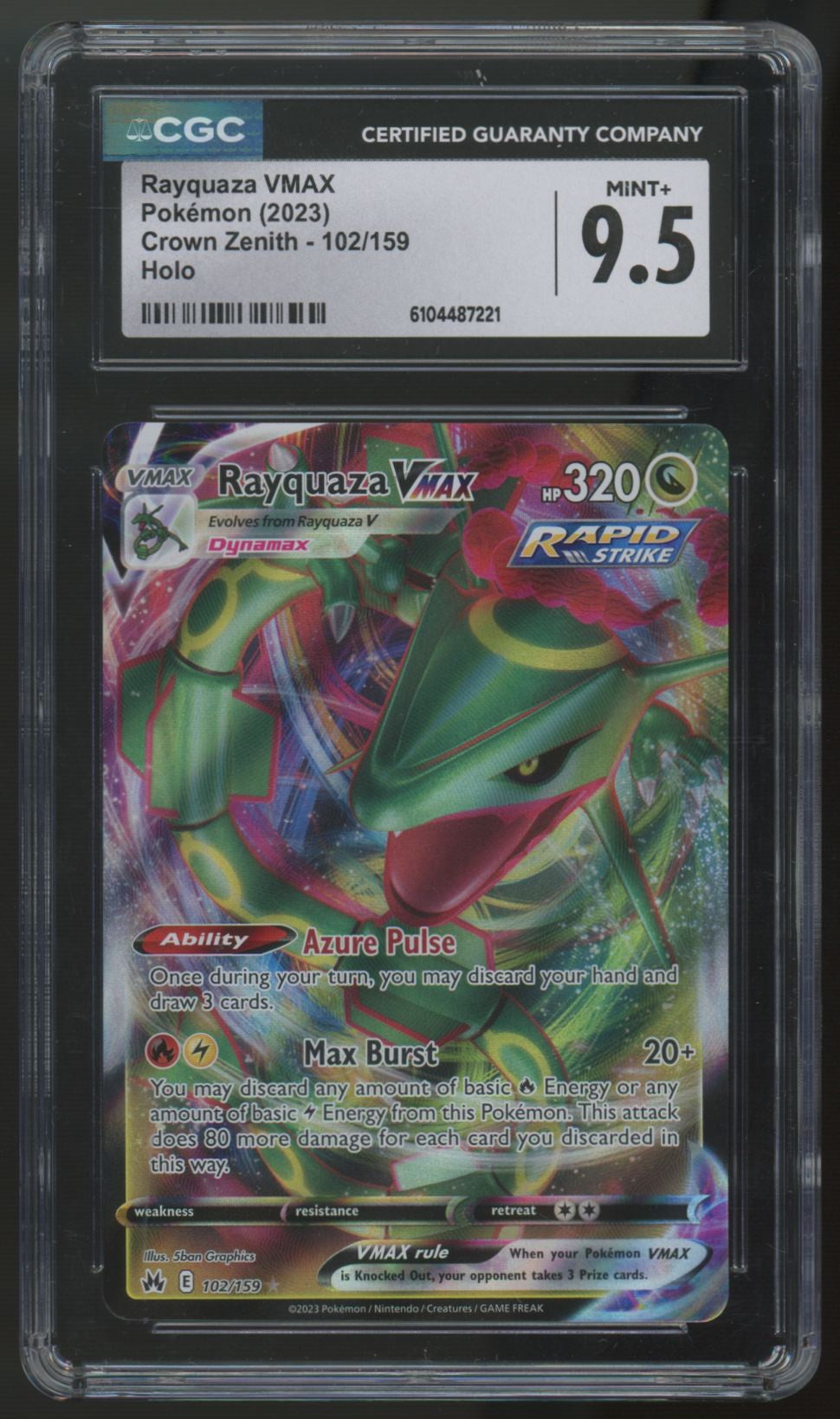 2023 Pokemon Rayquaza VMAX Crown Zenith Holo #102 CGC 9.5