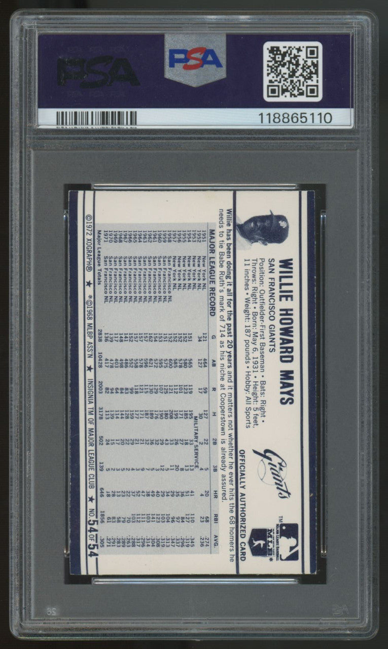 1972 Kellogg's Willie Mays RBI 1856 #54 PSA 8 *110