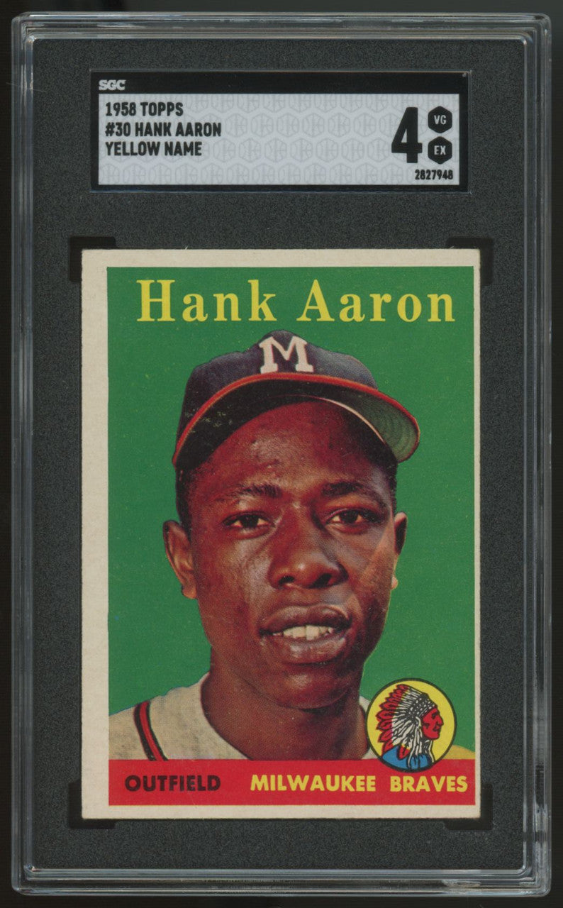 1958 Topps Hank Aaron #30 Yellow Name SGC 4