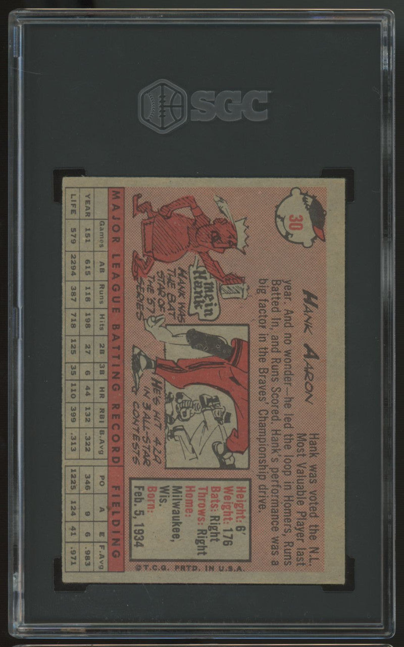 1958 Topps Hank Aaron #30 Yellow Name SGC 4