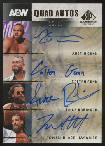 2025 UD SP Game Used AEW Gunn/Gunn/Robinson/White Quad Auto /15 #QA-GGRW