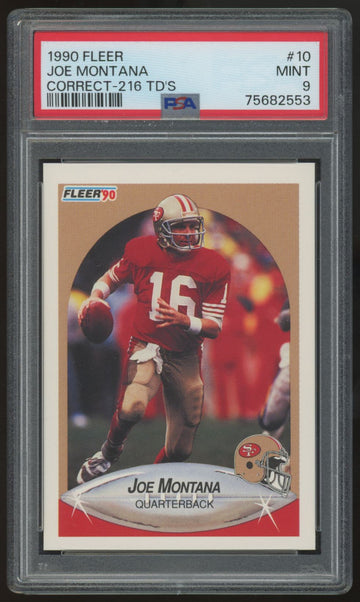 1990 Fleer Joe Montana Correct-216 TD's #10 PSA 9 *553