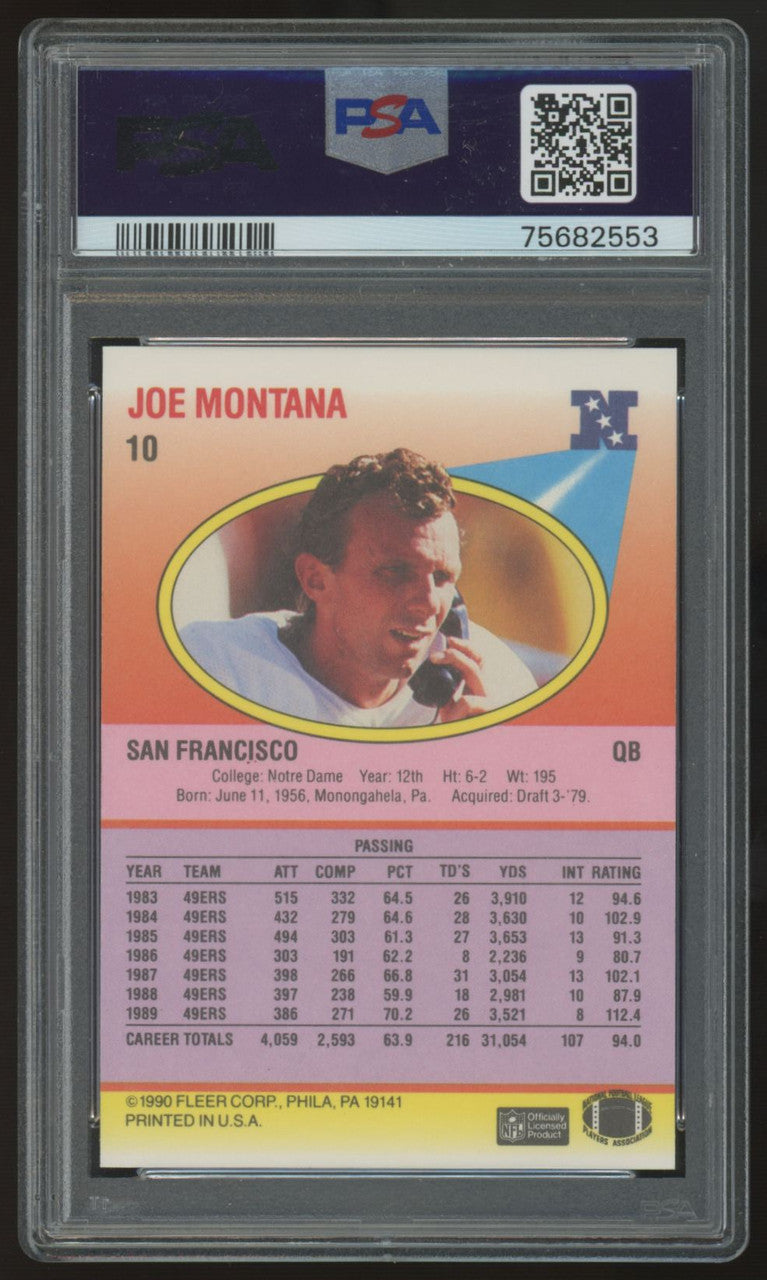 1990 Fleer Joe Montana Correct-216 TD's #10 PSA 9 *553