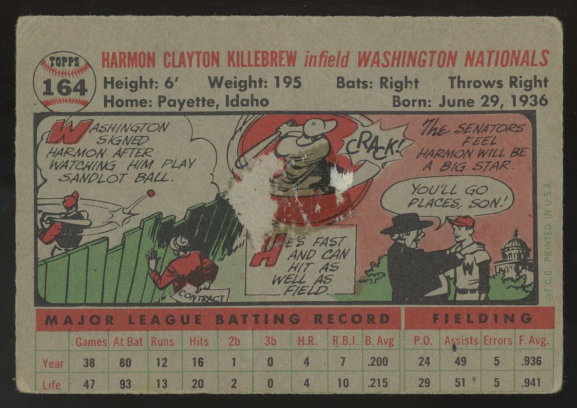 1956 Topps Harmon Killebrew #164 Poor