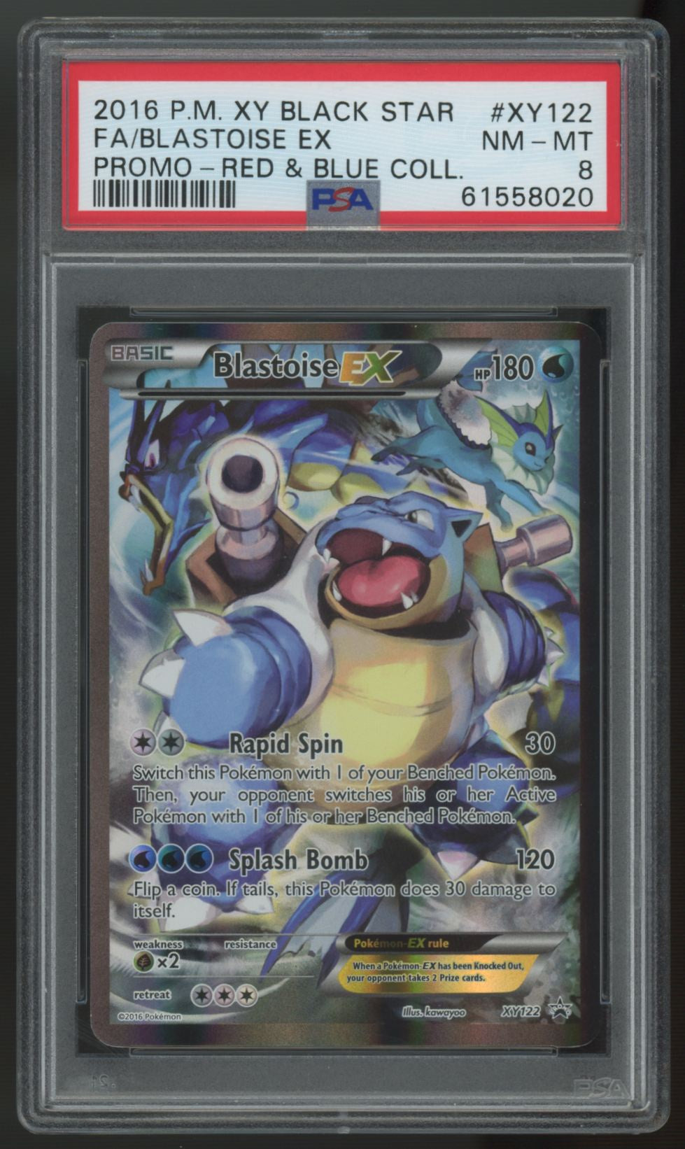 2016 Pokemon Blastoise EX XY Black Star Promo Full Art #XY122 PSA 8