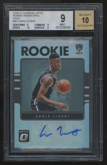 2016-17 Donruss Optic Caris LeVert RC Holo Auto #30 BGS 9 10