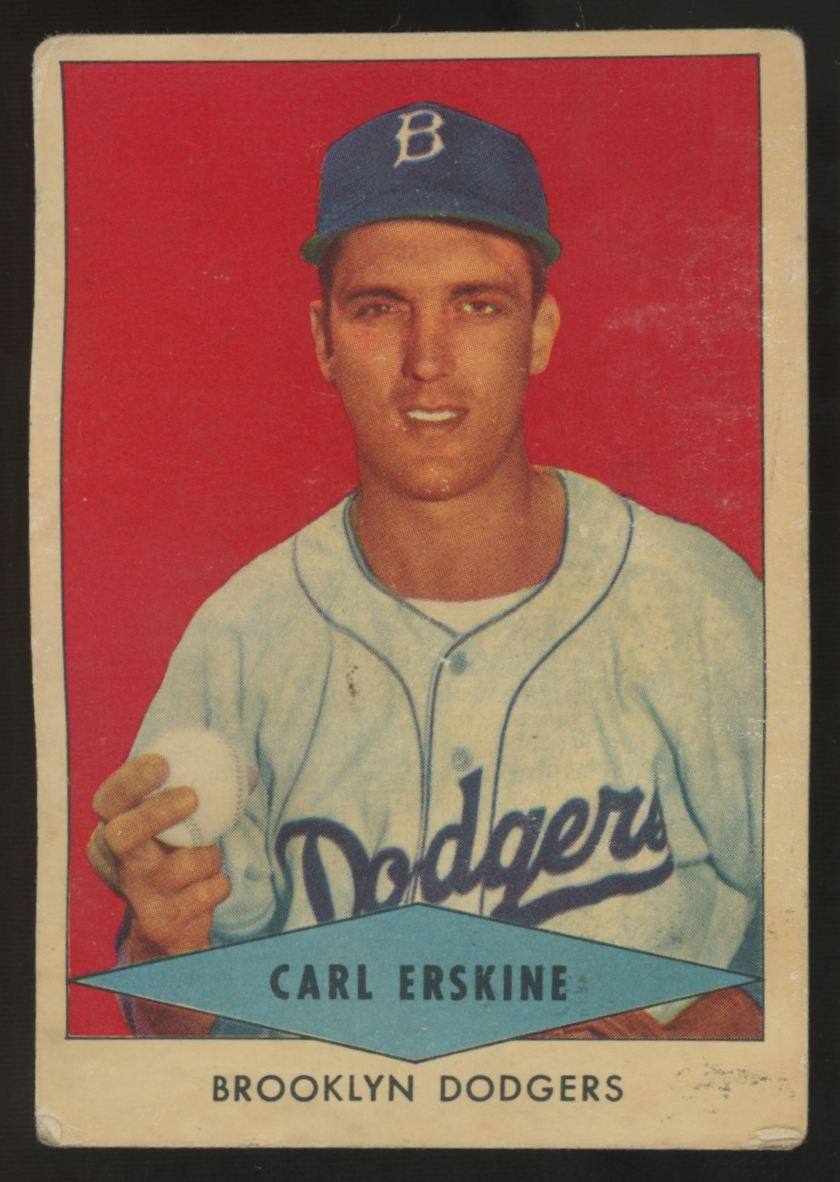 1954 Red Heart Carl Erskine Poor (Paper Loss)