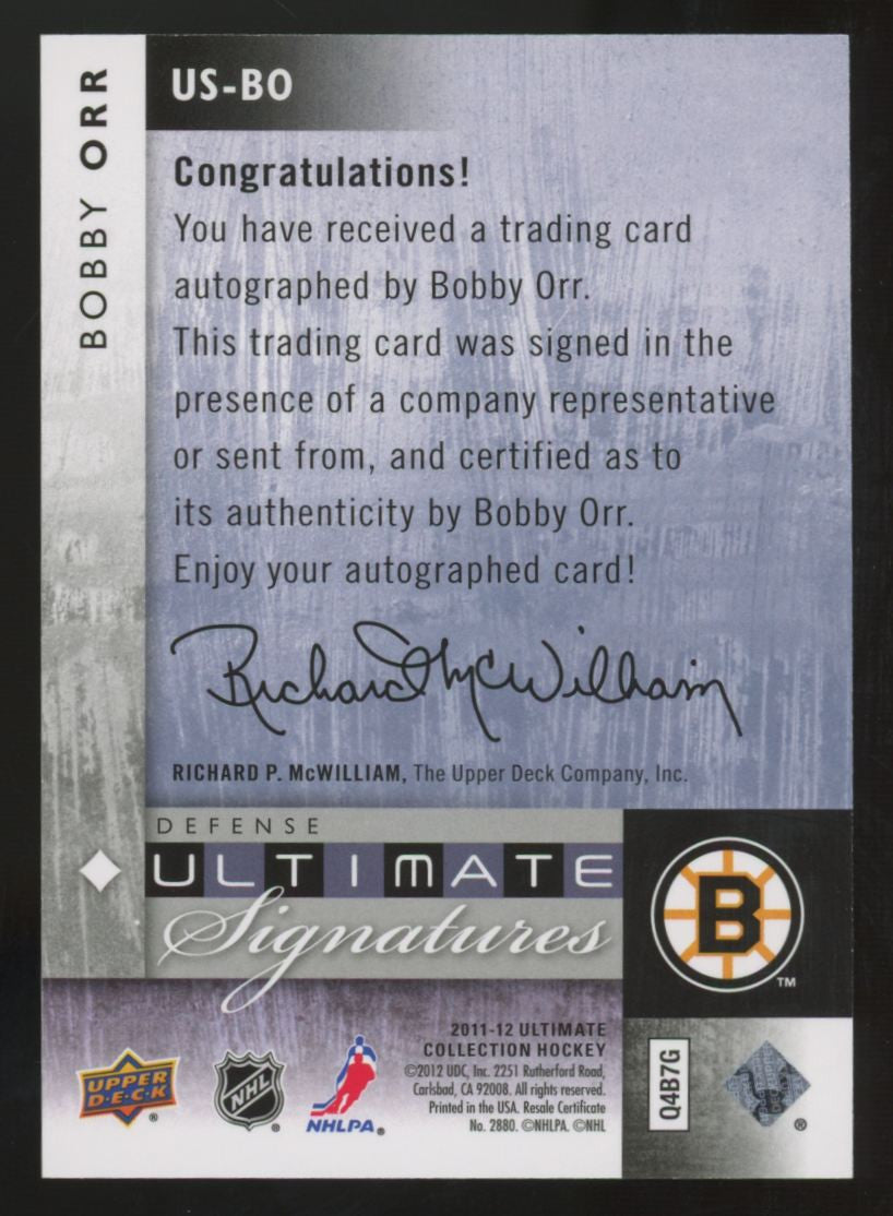 2011-12 Upper Deck Ultimate Collection Bobby Orr Auto #US-BO