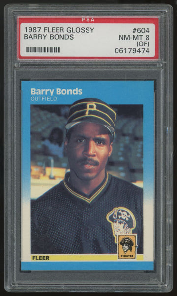 1987 Fleer Glossy Barry Bonds RC #604 PSA 8 (OF)