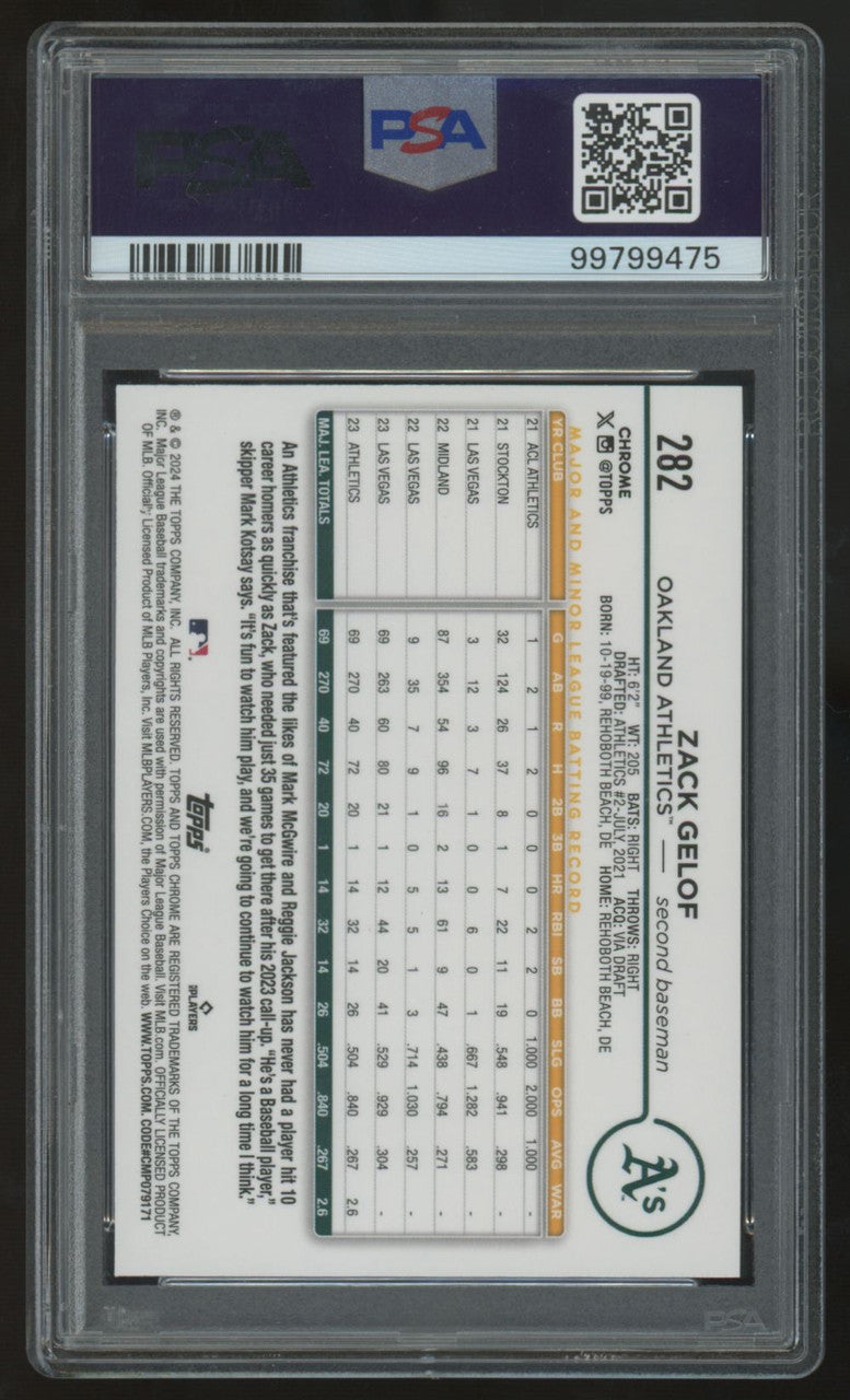 2024 Topps Chrome Logofractor Zach Gelof RC Variation #282 PSA 10