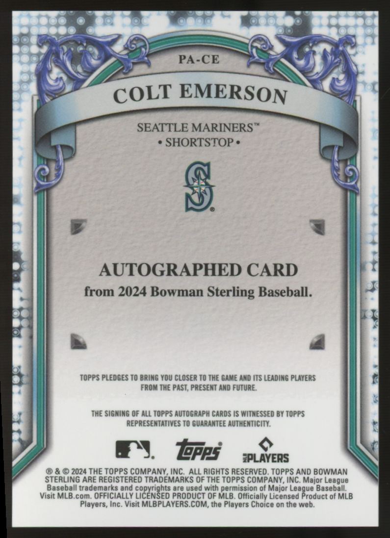2024 Bowman Sterling Colt Emerson Prospect Auto #PA-CE