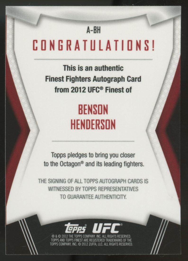 2012 Topps Finest UFC Benson Henderson Finest Fighters Auto #A-BH