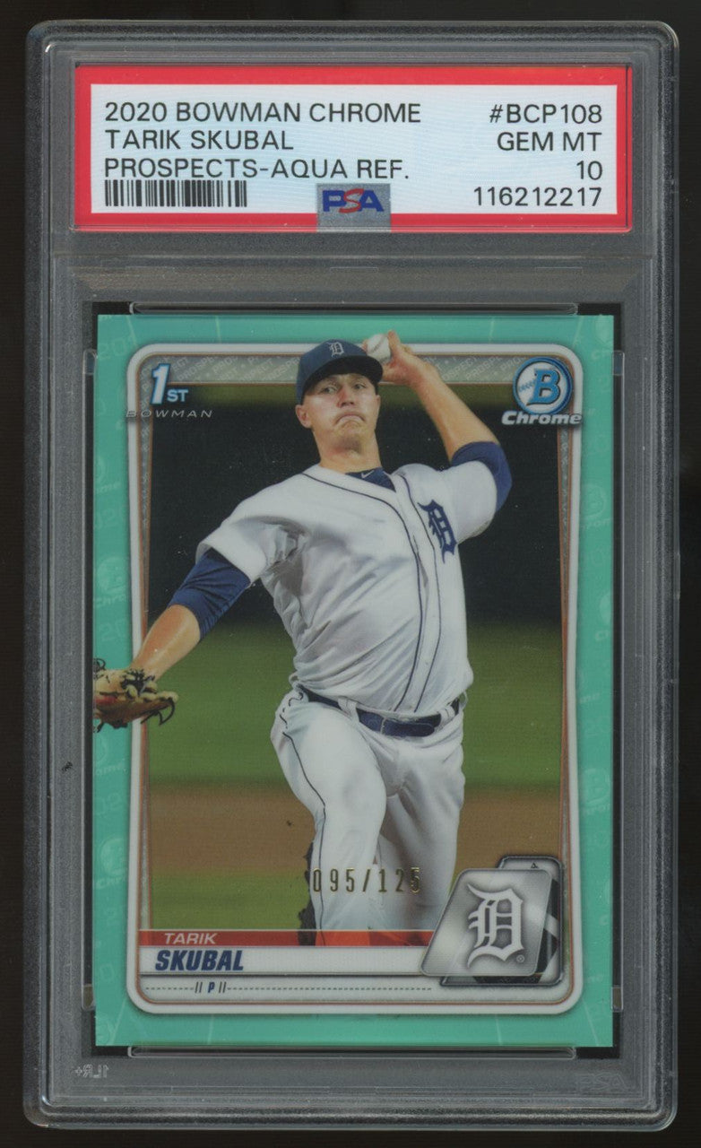 2020 Bowman Chrome Tarik Skubal 1st Prospect Aqua Refractor /125 #BCP-108 PSA 10