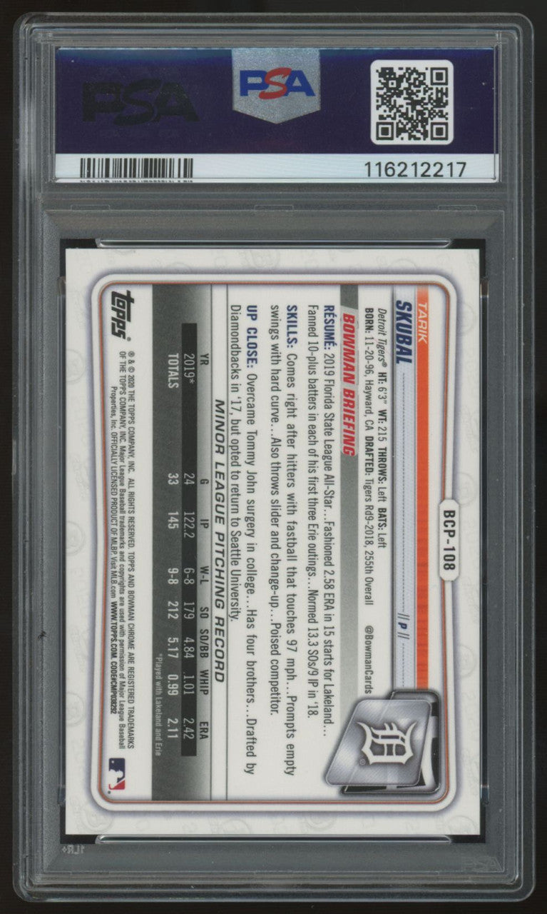 2020 Bowman Chrome Tarik Skubal 1st Prospect Aqua Refractor /125 #BCP-108 PSA 10
