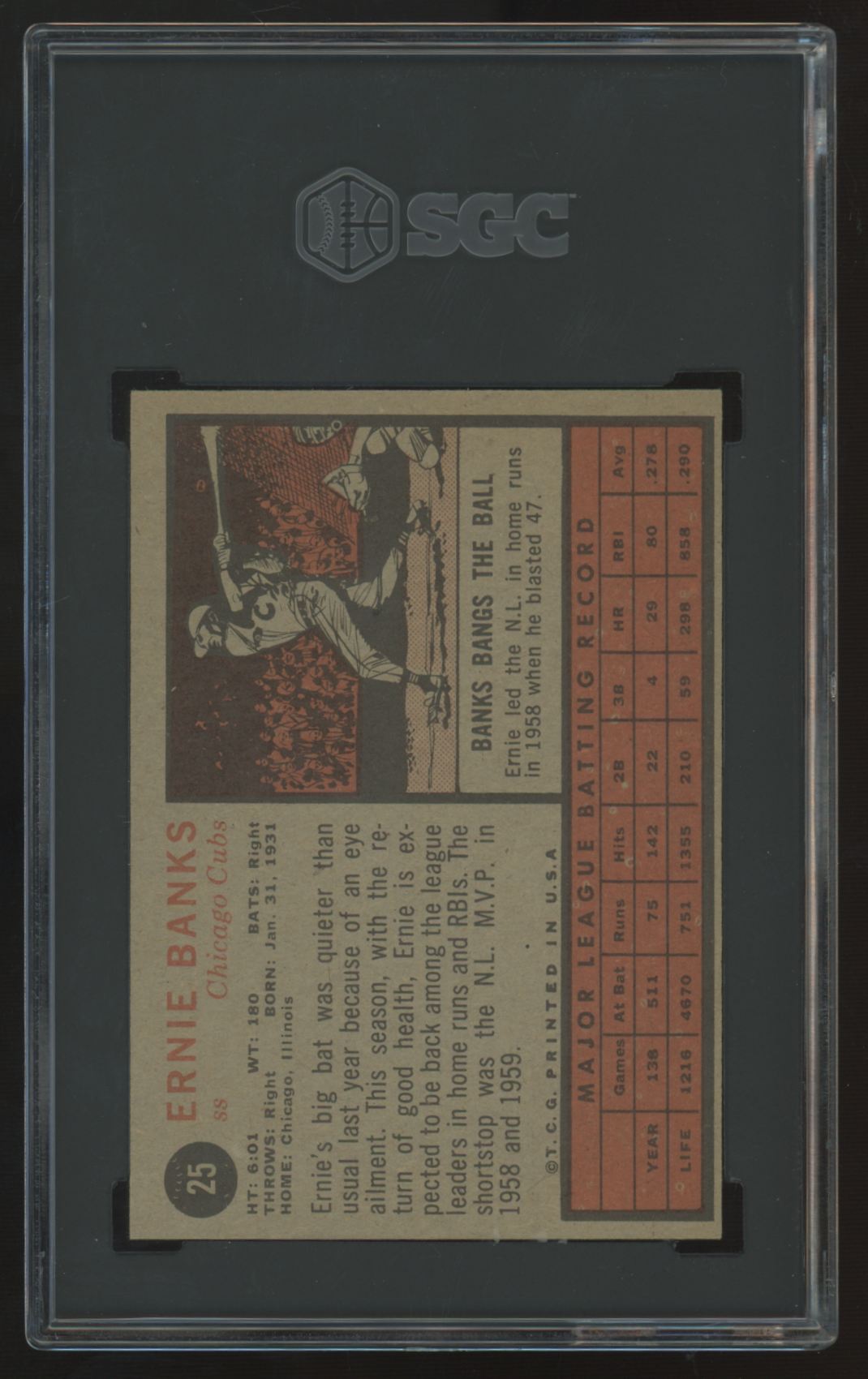 1962 Topps Ernie Banks #25 SGC 4.5 *101